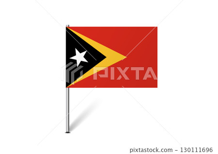 East Timor flag - map pin flag representing a country cultural identity and heritage. The essence of national pride and unity. Map pin flag stuck in a white background 130111696