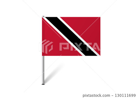 Trinidad and Tobago flag - map pin flag representing a country cultural identity and heritage. The essence of national pride and unity. Map pin flag stuck in a white background Trinidad and Tobago flag - map pin flag representing a country cultural identity and heritage. The essence of national pride and unity. Map pin flag stuck in a white background 130111699