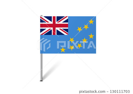 Tuvalu flag - map pin flag representing a country cultural identity and heritage. The essence of national pride and unity. Map pin flag stuck in a white background 130111703