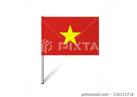 Vietnam flag - map pin flag representing a country cultural identity and heritage. The essence of national pride and unity. Map pin flag stuck in a white background Vietnam flag - map pin flag representing a country cultural identity and heritage. The essence of national pride and unity. Map pin flag stuck in a white background 130111716