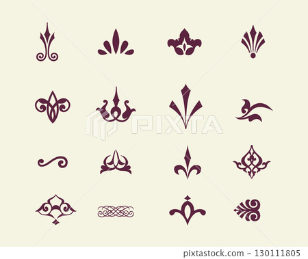 Simple decorative ornaments and flourishes set 130111805