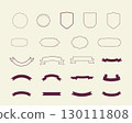 Simple hand-drawn ribbons, badges, and shields set 130111808