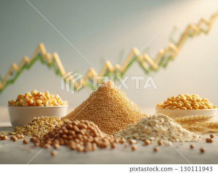 Wheat, corn, and soybean price charts and spot grains 130111943