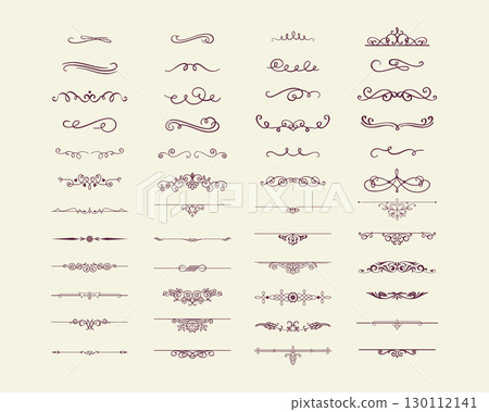 Large set of hand-drawn vintage decorative dividers 130112141