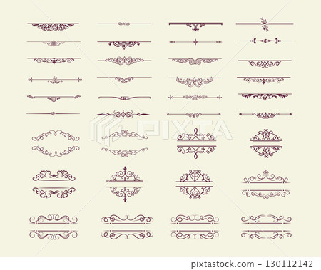Hand-drawn vintage ornaments and dividers set 130112142