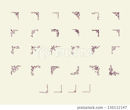 Simple hand-drawn ornamental corners and design elements Simple hand-drawn ornamental corners and design elements 130112147