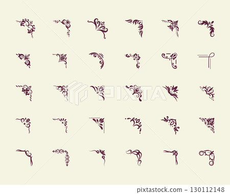 Simple hand-drawn ornamental corners and design elements Simple hand-drawn ornamental corners and design elements 130112148