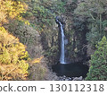 Waterfall surrounded by autumn leaves 130112318