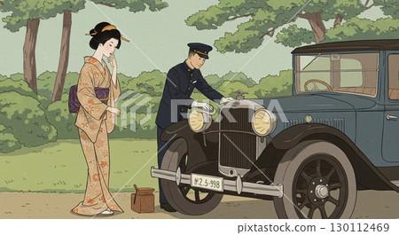 最棒的旅行！大正浪漫風格的汽車與城市風光 130112469