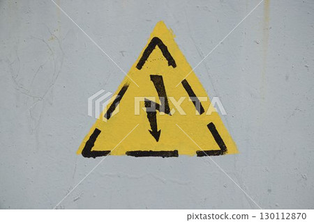 Warning Sign Symbol Indicating Potential Electrical Hazard and Associated Risks Ahead 130112870