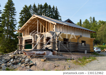 A Modern Log Cabin is Currently Under Construction Surrounded by Beautiful Nature and Scenic Views A Modern Log Cabin is Currently Under Construction Surrounded by Beautiful Nature and Scenic Views 130112962