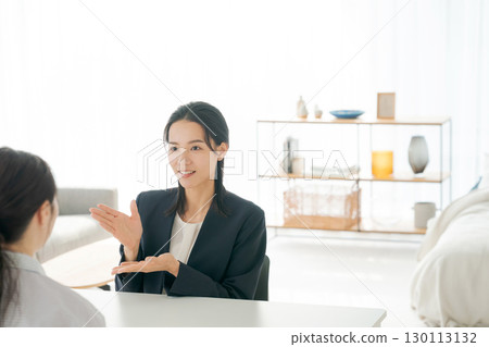 一位女士正在解釋產品 130113132