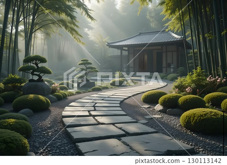 Peaceful Japanese Garden, Tranquil Landscape, Serene Nature 130113142