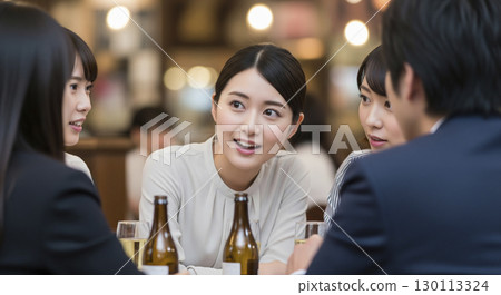 Drinking at an izakaya with coworkers after work 130113324