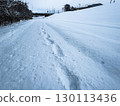北海道：冬季河床和雪地上的足跡 130113436