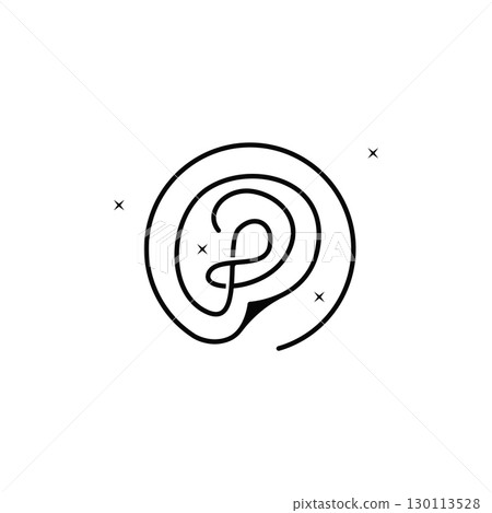 letter p logo concept simple modern design initial alphabet logo as a symbol of a business product brand illustration of a letter template with a line concept 130113528