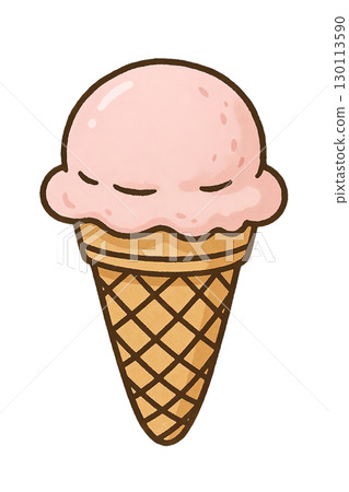 Cute strawberry ice cream icon cutout illustration 130113590