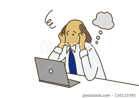 Businessman dog with a troubled face 130113785