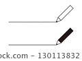 Set of two hand-drawn illustrations of pencils drawing lines (line drawing and coloring) 130113832
