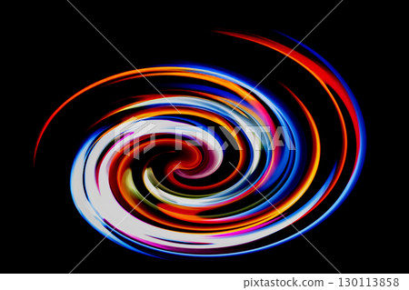 A vortex of colorful light floating against a black background 130113858