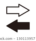 Set of two white right-pointing arrows and two black left-pointing arrows 130113957