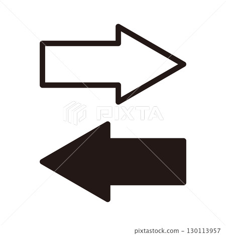 Set of two white right-pointing arrows and two black left-pointing arrows 130113957