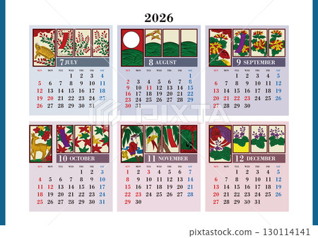 Hanafuda Calendar for July to December 2026 130114141