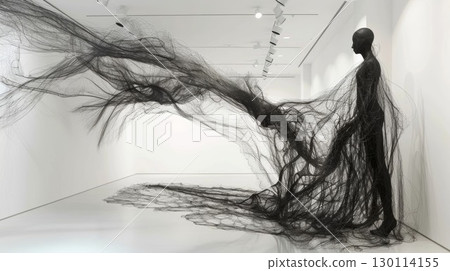 A sculpture made of tangled threads symbolizing the complex and interconnected nature of dark matter A sculpture made of tangled threads symbolizing the complex and interconnected nature of dark matter 130114155