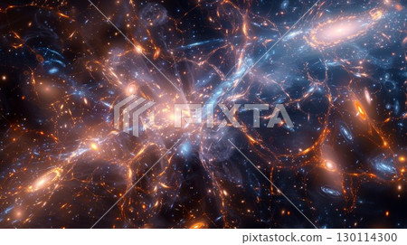 A of galaxies linked together by faint wispy tendrils of dark matter A of galaxies linked together by faint wispy tendrils of dark matter 130114300