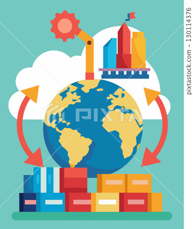 Implementing import tariffs on goods from countries known for producing excess amounts of goods to discourage overproduction.. Vector illustration. 130114376