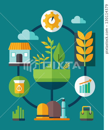 Implementing quotas on production for farmers to prevent an excess of crops that would lead to lowered prices.. Vector illustration. Implementing quotas on production for farmers to prevent an excess of crops that would lead to lowered prices.. Vector illustration. 130114379