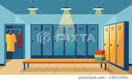 The locker rooms are clean and wellmaintained providing a comfortable space for members to change and freshen up.. Vector illustration. The locker rooms are clean and wellmaintained providing a comfortable space for members to change and freshen up.. Vector illustration. 130114561