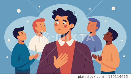 One man spoke about how he constantly compared his appearance to that of others causing him to feel inadequate.. Vector illustration. 130114615