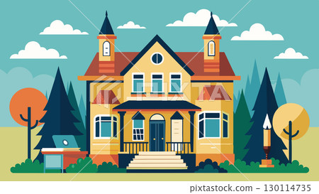 On Spruce Street you can find an old Victorian home that has been converted into a community center for the local neighborhood. Inside the creative writing group meets weekly where. Vector 130114735