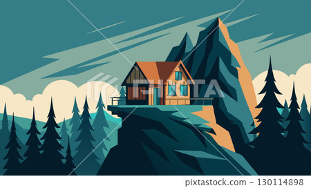 With towering evergreens on one side and a cliff face on the other the chalet is an intimate hideaway in the midst of a rugged landscape.. With towering evergreens on one side and a cliff face on the other the chalet is an intimate hideaway in the midst of a rugged landscape.. 130114898