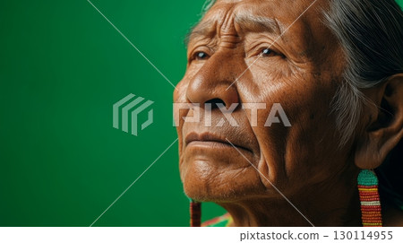 The overall mood of the image conveys respect and reverence for Indigenous practices 130114955