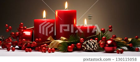 candles with garland of decorations 130115058