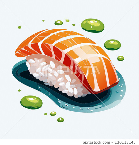 Salmon Japanese sushi watercolor style 130115143