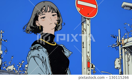 負面情況，如售罄、不可能或反對：以禁止進入標誌和麵無表情的女人為代表 130115266