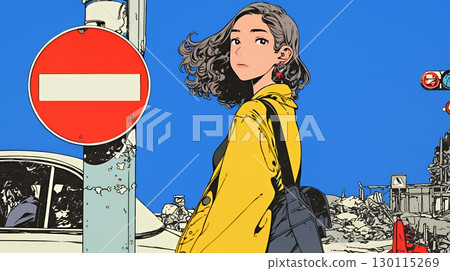 負面情況，如售罄、不可能或反對：以禁止進入標誌和麵無表情的女人為代表 130115269