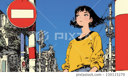 負面情況，如售罄、不可能或反對：以禁止進入標誌和麵無表情的女人為代表 130115270
