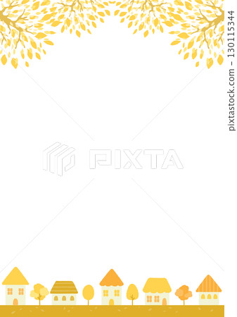 Simple autumn townscape illustration 130115344