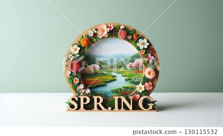 Vibrant Spring Typography in Floral Nature-Inspired 3D Lettering with Generative AI. 130115532
