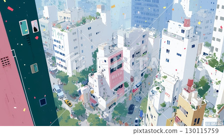 A cityscape with buildings (pop and cute) 130115759