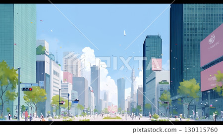A cityscape with buildings (pop and cute) 130115760