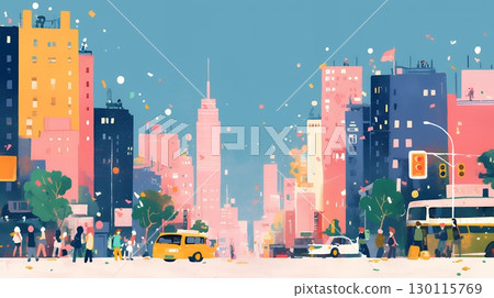 A cityscape with buildings (pop and cute) 130115769