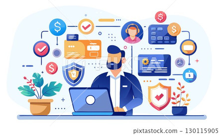 A premium IT support business concept providing proactive, high-touch support, advanced security measures, and dedicated account managers, catering to businesses needing sophisticated IT solutions an 130115905