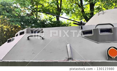 CloseUp View of a Military Vehicle Set Against a Natural Environment or Scenic Backdrop CloseUp View of a Military Vehicle Set Against a Natural Environment or Scenic Backdrop 130115980