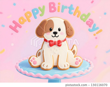 Happy Birthday Dog Icing Cookie (AI generated) 130116070