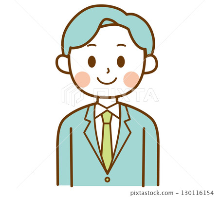 Illustration of a man in a suit smiling and facing forward 130116154